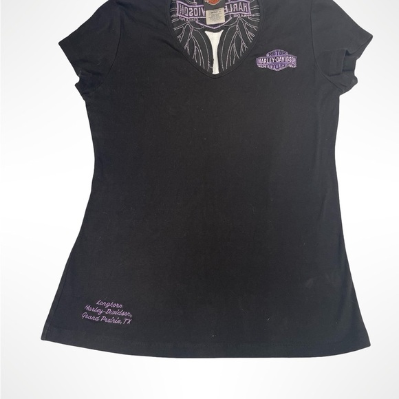Harley-Davidson Women's Black T-Shirt double sided with wing design size large - Picture 1 of 2